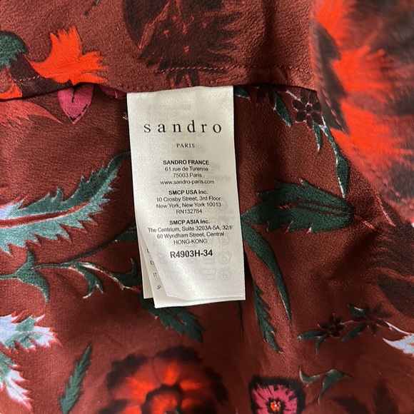 🔥🔥🔥NEW Sandro Sofia Silk Floral Bell Sleeves Dress - Picture 12 of 14